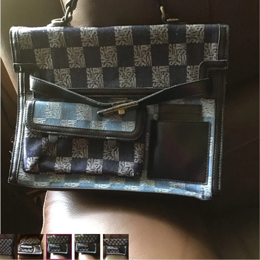 Steve Madden Monogrammed Blue and Gray Briefcase